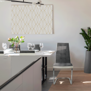 Jedálenská stolička, tmavosivá látka/ekokoža biela/chróm, SALOMA NEW