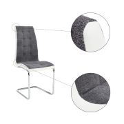 Jedálenská stolička, tmavosivá látka/ekokoža biela/chróm, SALOMA NEW