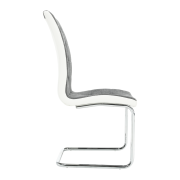 Jedálenská stolička, tmavosivá látka/ekokoža biela/chróm, SALOMA NEW