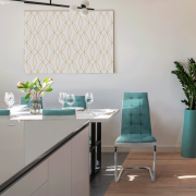 Jedálenská stolička, mentolová/sivá/chróm, SALOMA NEW