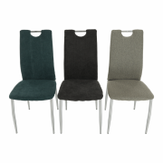 Jedálenská stolička, hnedosivá látka/chróm, OLIVA NEW