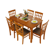 Jedálenský komplet 1+6, čerešňa/béžovohnedá, GRID NEW