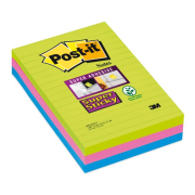 Bloček  Post-it Super Sticky 102x152 linajkový mix farieb