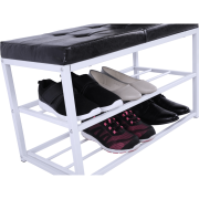 Lavica s botníkom, čierna/biela, LYROS