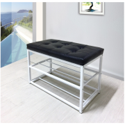 Lavica s botníkom, čierna/biela, LYROS