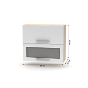 Horná výklopná skrinka so sklom 2DV, dub sonoma/biela, NOVA PLUS NOPL-016-OH