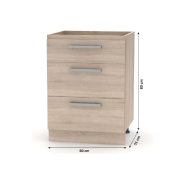 Spodná šuplíková  skrinka 60, dub sonoma, NOVA PLUS NOPL-058-0S