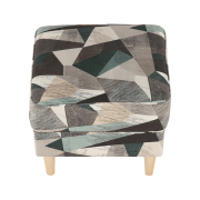 Kreslo ušiak s taburetom, látka hnedo-zelená vzor, ASTRID