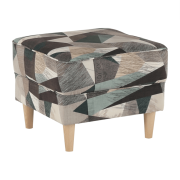 Kreslo ušiak s taburetom, látka hnedo-zelená vzor, ASTRID