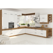 Horná skrinka, dub lancelot/biela extra vysoký lesk HG, VEGA 40 NAGU-36 1F