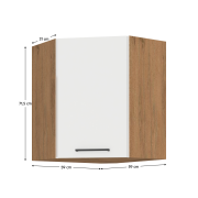 Horná rohová skrinka, dub lancelot/biela extra vysoký lesk HG, VEGA 58x58 GN-72 1F