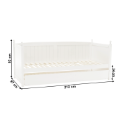 Posteľ s prístelkou, borovicové drevo, biela, 90x200, GLAMIS