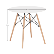 Jedálenský stôl,  biela/buk, priemer 60 cm, GAMIN NEW 60