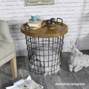 Príručný stolík, prírodná vzor/čierna, NANDO