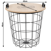 Príručný stolík, prírodná vzor/čierna, NANDO