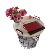 Príručný stolík, prírodná vzor/čierna, NANDO