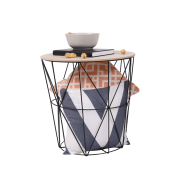 Príručný stolík, prírodná vzor/čierna, NANDO