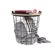 Príručný stolík, prírodná vzor/čierna, NANDO