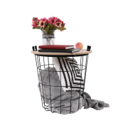 Príručný stolík, prírodná vzor/čierna, NANDO