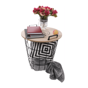 Príručný stolík, prírodná vzor/čierna, NANDO