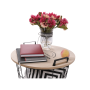 Príručný stolík, prírodná vzor/čierna, NANDO