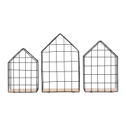 Kovové police, set 3 ks, prírodná/čierna, AZURI