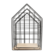 Kovové police, set 3 ks, prírodná/čierna, AZURI