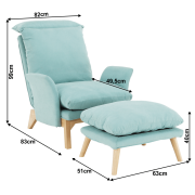 Kreslo s podnožou, mentolová/prírodná, ZANDER