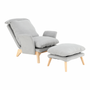 Kreslo s podnožou, svetlosivá/prírodná, ZANDER