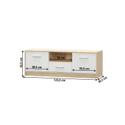 RTV stolík 2D1S, biela/dub sonoma, TEYO