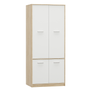 4-dverová vešiaková skriňa, biela/dub sonoma, TEYO