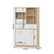 Vitrína 2D1W1S/80, biela/dub sonoma, TEYO
