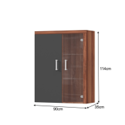 Závesná vitrína, slivka/sivý grafit, CHERIS 4