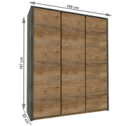 Skriňa trojdverová, dub lefkas tmavý/smooth sivý, MONTANA S3D