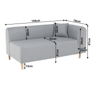 Pohovka, sivá, pravá, BROKEN