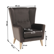 Kreslo-ušiak, taupe-sivohnedá/buk, RODEZA