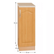 Kuchynská skrinka, jelša, pravá, LORA MDF NEW KLASIK S30