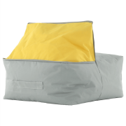 Sedací vak, sivá/zelená/žltá látka, ALIMOR