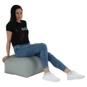 Sedací vak, sivá/zelená/žltá látka, ALIMOR