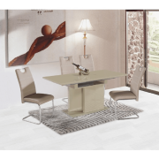 Jedálenský rozkladací stôl, capuccino extra vysoký lesk, 120-160x80 cm, VIRAT