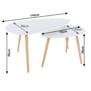 Konferenčné stolíky, set 2 ks, biela/buk, FOLKO NEW