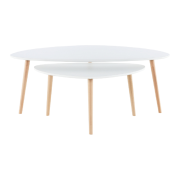 Konferenčné stolíky, set 2 ks, biela/buk, FOLKO NEW