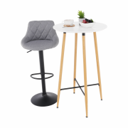 Barový stôl, biela/dub, priemer 60 cm, IMAM