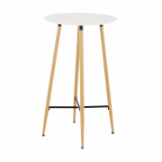 Barový stôl, biela/dub, priemer 60 cm, IMAM