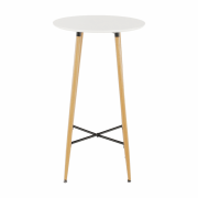 Barový stôl, biela/dub, priemer 60 cm, IMAM