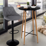 Barový stôl, čierna/dub, priemer 60 cm, IMAM