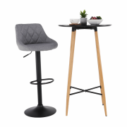 Barový stôl, čierna/dub, priemer 60 cm, IMAM