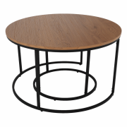 Konferenčné stolíky, set 2 ks, dub/čierna, IKLIN