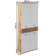 Skriňa TYP 1, dub wotan/biela, CYRIL