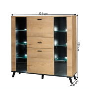 Komoda, dub lefkas/čierna, SIRAN TYP 3